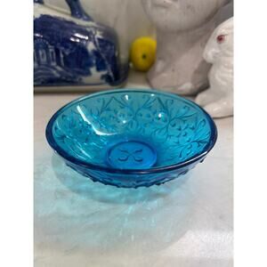 Vintage Souvenir Glass Trinket Bowl with Floral Motif from the Queen Mary